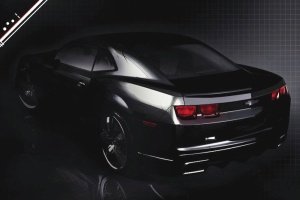 Chevrolet Camaro Black. Illustration. Rear