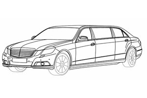 Mercedes E-class. Limusine. Illustration