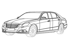 Mercedes E-class. Limusine. Illustration